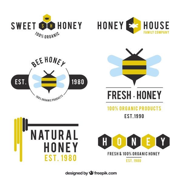 在平面设计的蜂蜜现代标志