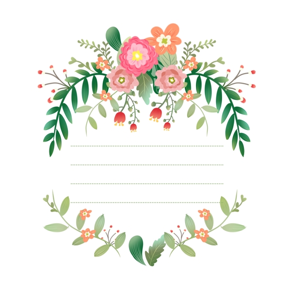 手绘文本框植物花卉边框设计元素