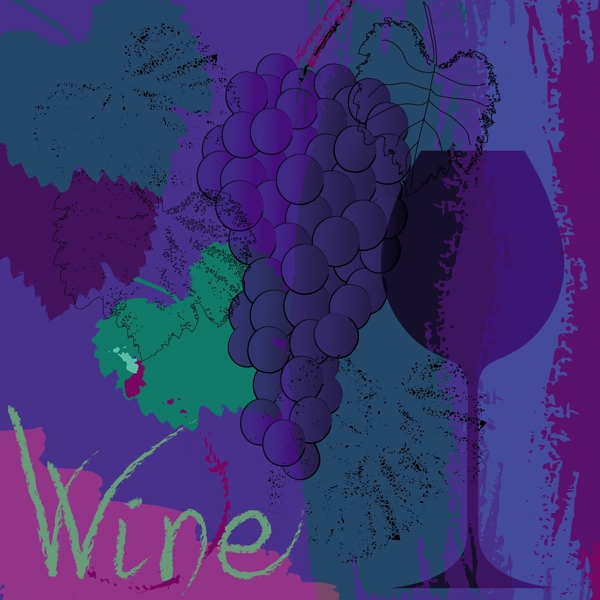葡萄酒和葡萄紫菜单的海报
