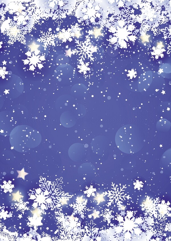 圣诞雪花与星星蓝色背景