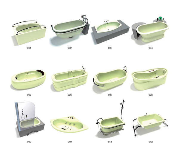 室内设计浴缸淋浴桑拿洗漱用具3D模型