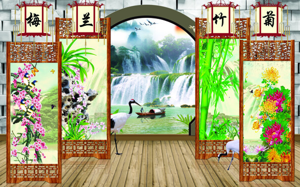竹子中式装饰背景墙