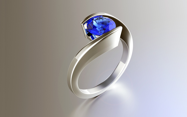 蓝色宝石戒指