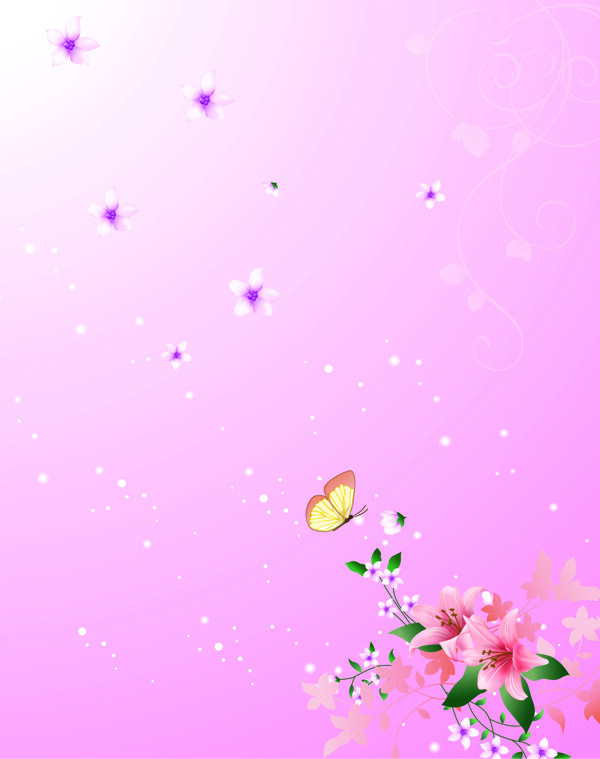 粉色花朵蝴蝶移门图片