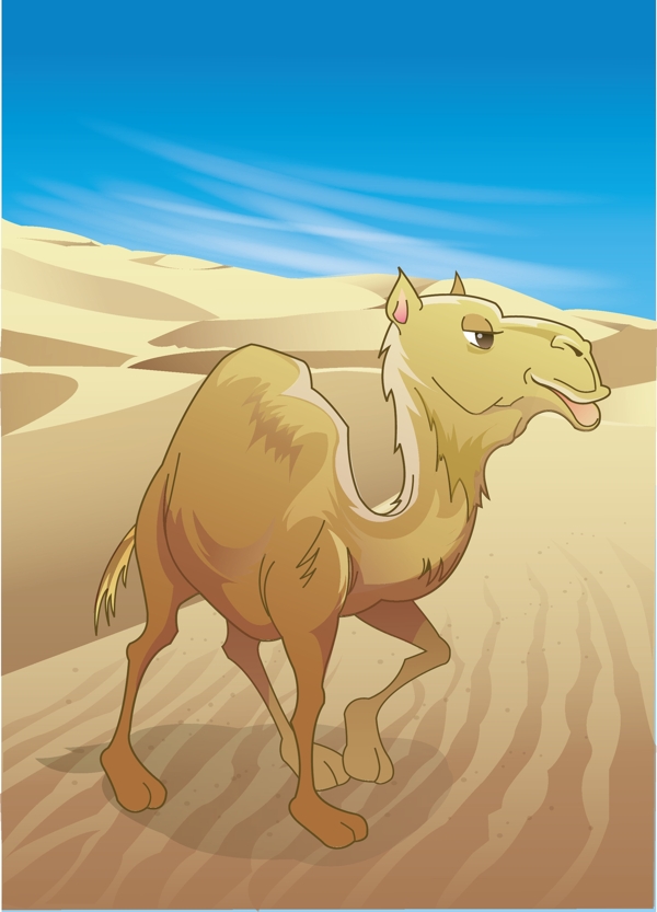矢量可爱卡通骆驼