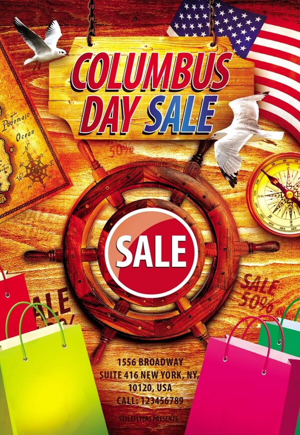 哥伦布日航海宣传单