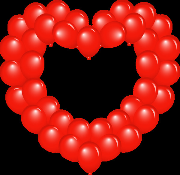 红色心形气球png元素
