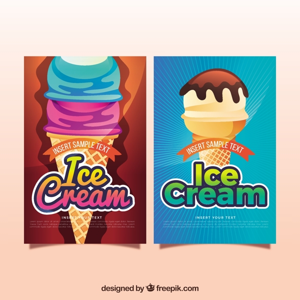 写实风格冰淇淋卡片
