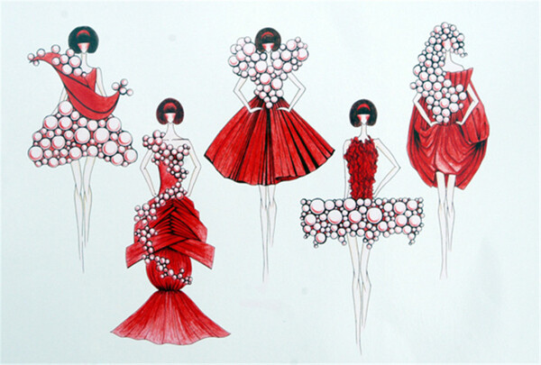 5款红色气球女装设计图