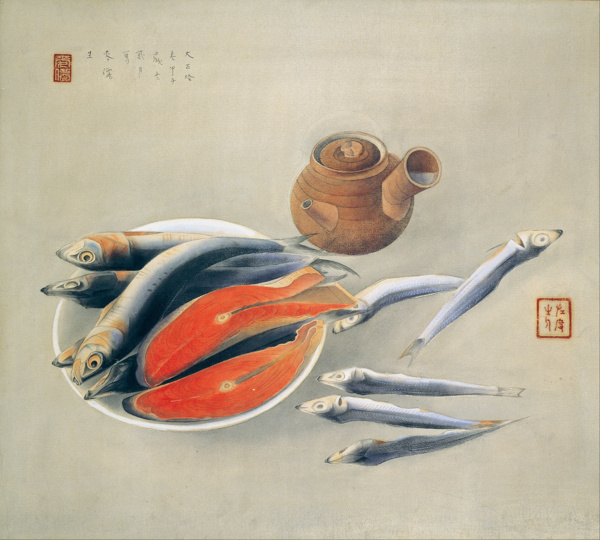 魚与砂锅国画工笔画餐饮生活裝饰