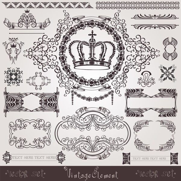 王冠图案花纹线稿