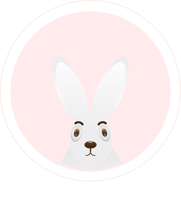 可爱小兔圆形标签素材