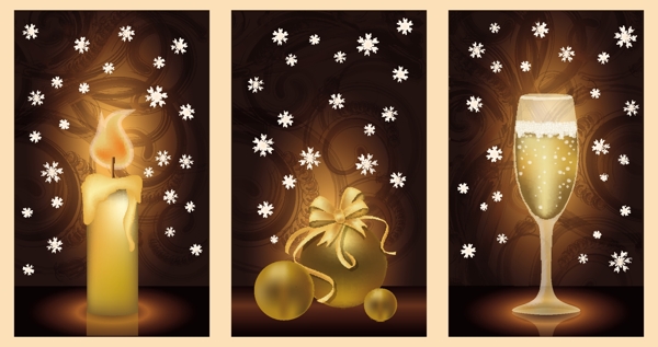 金色圣诞节蜡烛礼包背景设计矢量