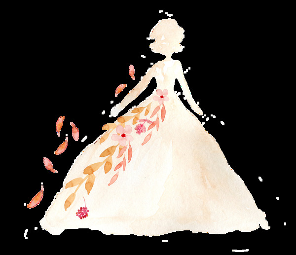 树叶创意婚纱卡通透明素材
