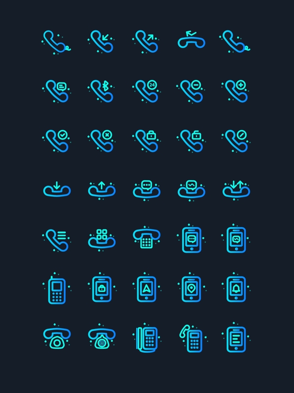 蓝色渐变电话icon