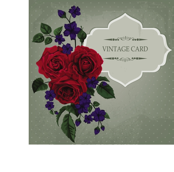红玫瑰花束装饰卡片矢量素材