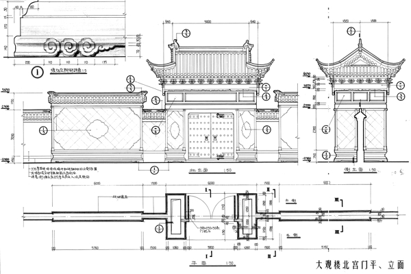 大观楼北宫门平立面