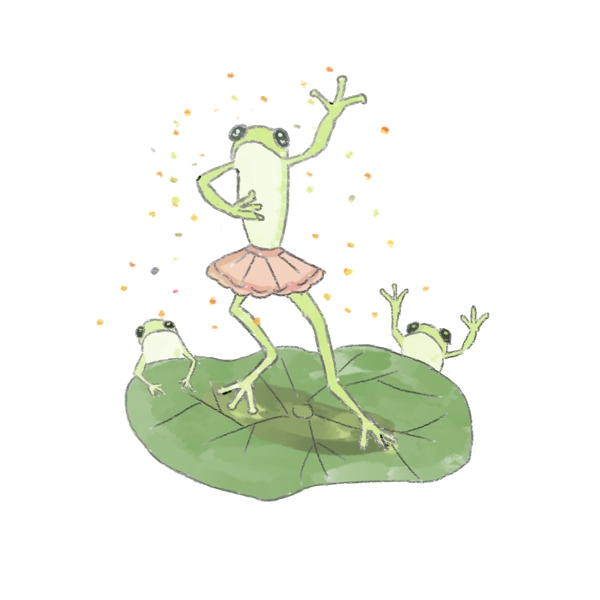 动物跳舞的青蛙手绘插画
