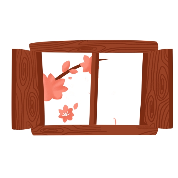 卡通木质窗户免抠图