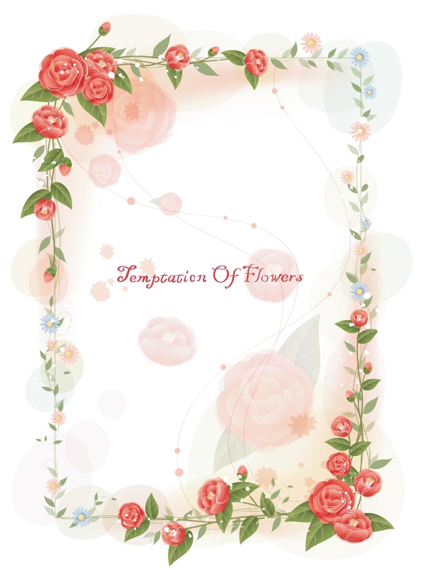 梦幻浪漫玫瑰花边框背景素材