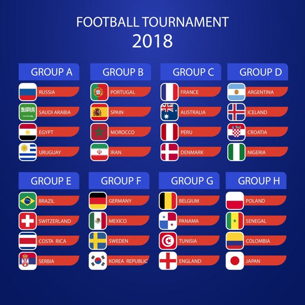 2018足球杯联赛国旗素材设计