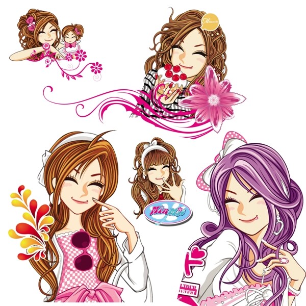 韩国女孩卡通女孩图片