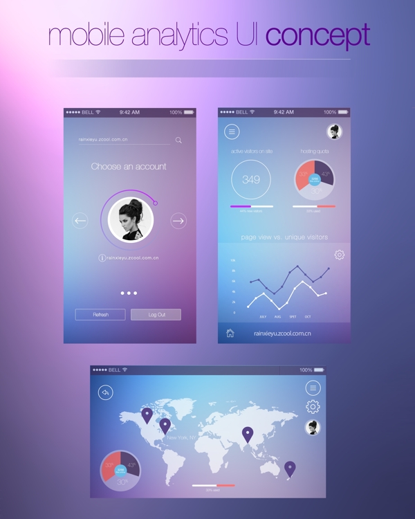 蓝色和紫色的样式的WebUI工具包02