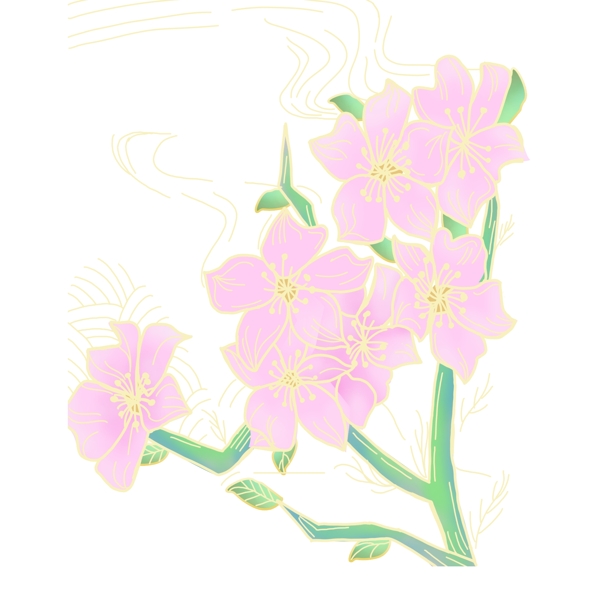 粉色兰花流光溢彩手绘设计可商用元素