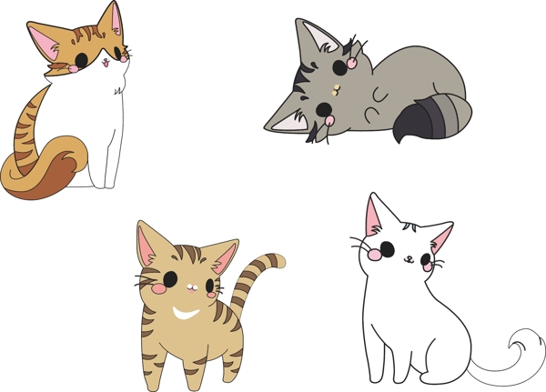 卡通矢量小猫图案设计