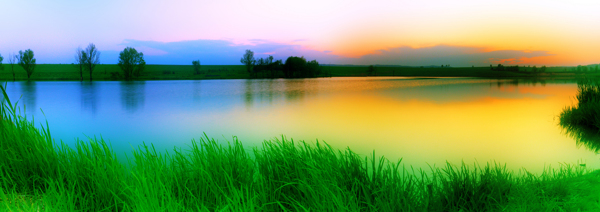 春天时的湖泊风景图片