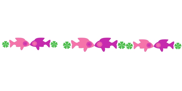 紫色小鱼分割线插画