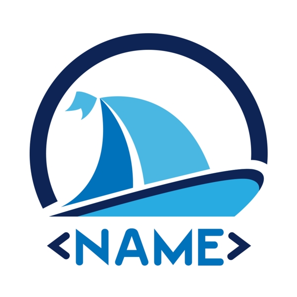2018蓝色船形状logo模板