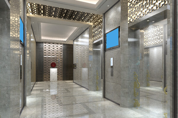 现代风格酒店电梯厅