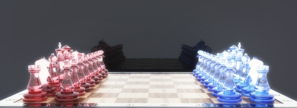 原创写实风国际象棋自走棋对弈创意3D背景