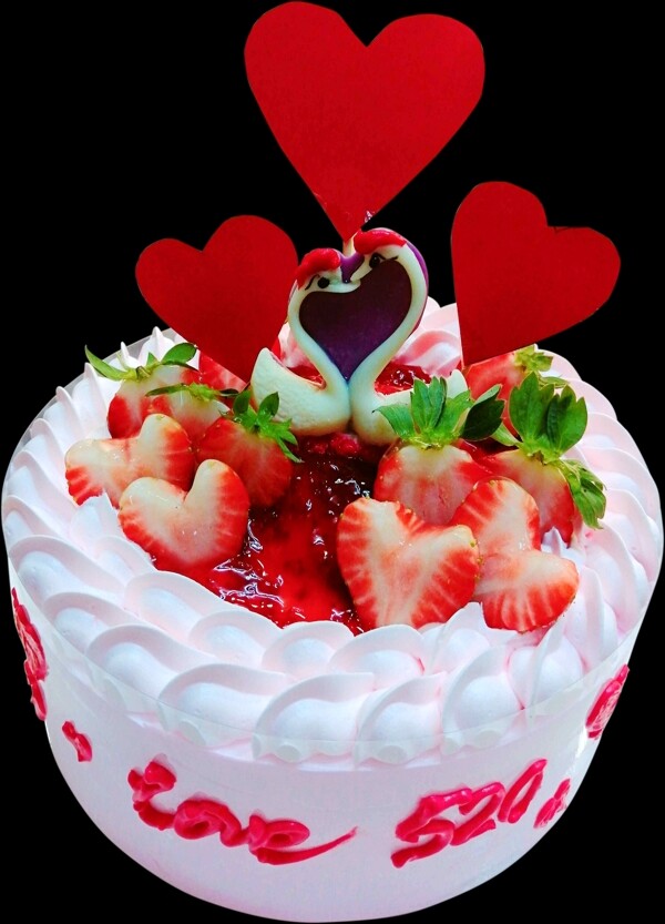 红心草莓奶油蛋糕