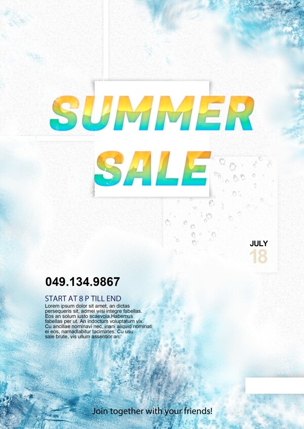 与冰山作用的简单的夏天销售海报