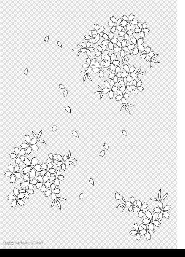 日本线稿花草图片