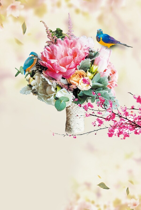 浪漫花朵春季促销海报背景设计