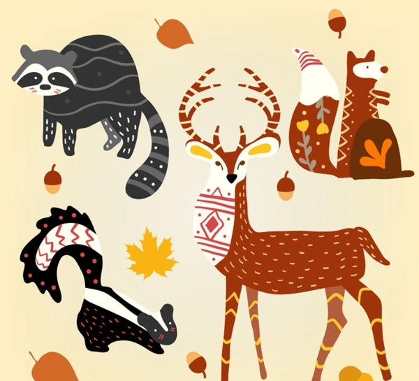 秋季森林动物