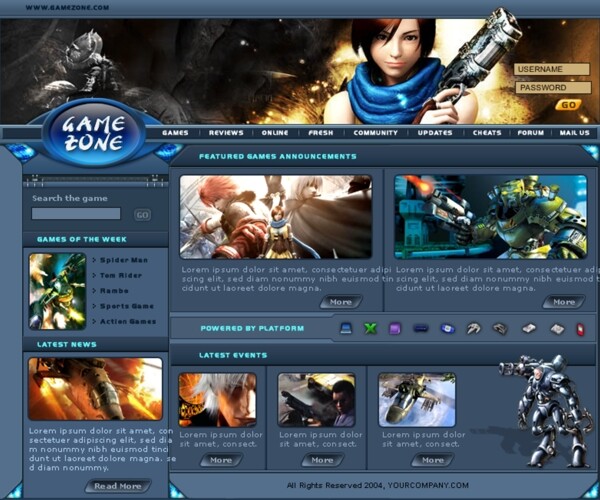 游戏网站设计模板