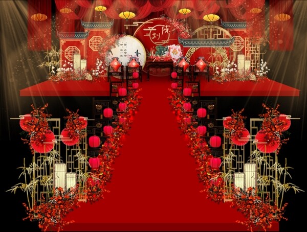 红色中式婚庆效果图