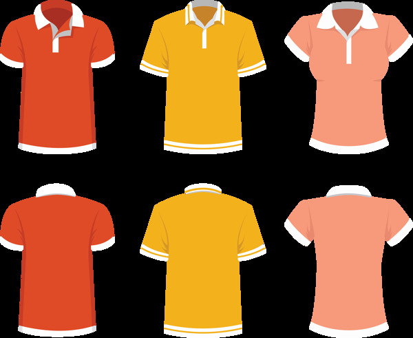 红色橙色T恤衫模板免抠png透明图层素材