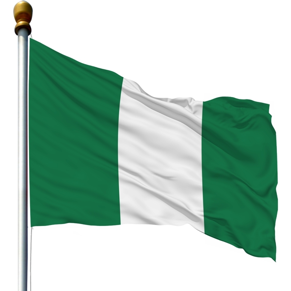 带旗杆的尼日利亚国旗
