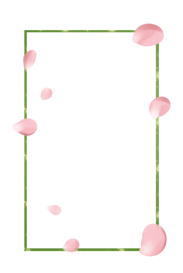 粉色花瓣绿色手绘边框