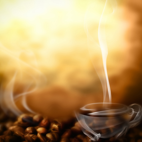 咖啡豆与烟雾图片
