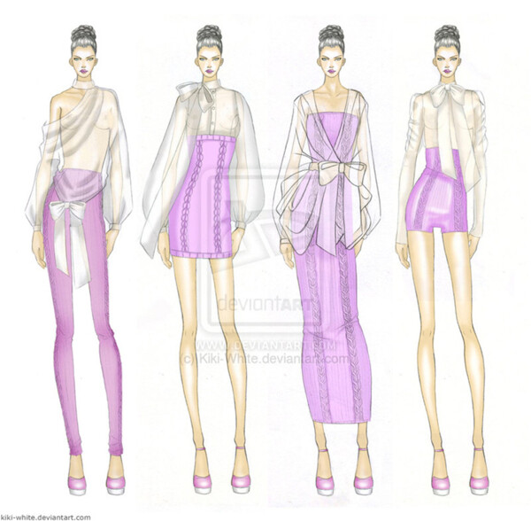 4款浅紫色女装设计图