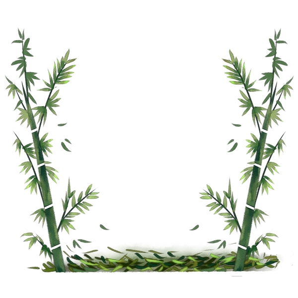 手绘竹子植物边框可商用元素