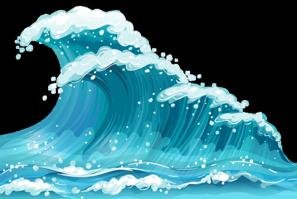 蓝色海浪透明装饰素材