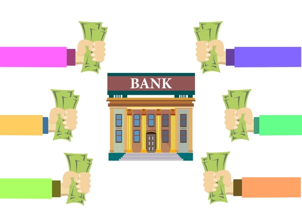 银行储蓄扁平化插画