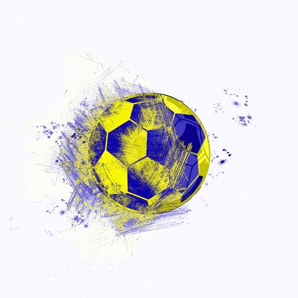 彩色炫酷蓝黄撞色足球
